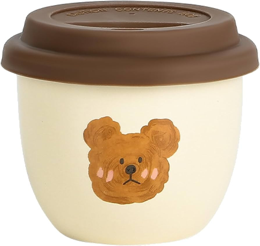 Cute Bear Mug with Lid, Cute Coffee and Tea Mug，Gift for Friend Women Men，Beige, 8 oz | Amazon (US)