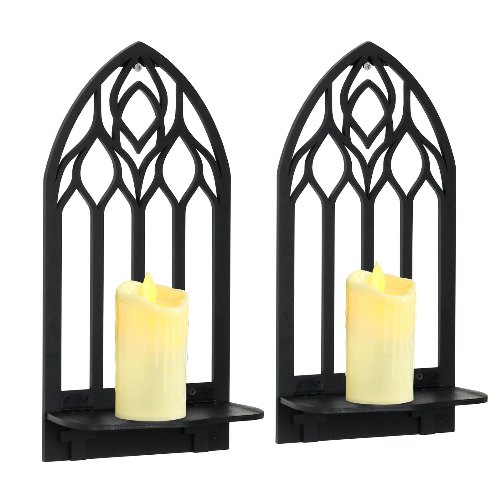 Zzbakress 2 Pcs Gothic Sconces Wall Decor Black Goth Decor Arched Church Wall Gothic Decor Art Go... | Amazon (US)