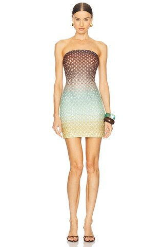 Missoni Short Dress in Multi Brown, Green & Light Blue from Revolve.com | Revolve Clothing (Global)