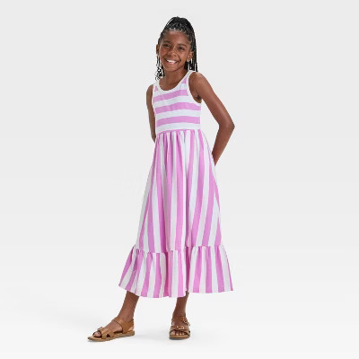 Girls' Sleeveless Striped Knit Maxi Dress - Cat & Jack™ Mauve Purple S | Target