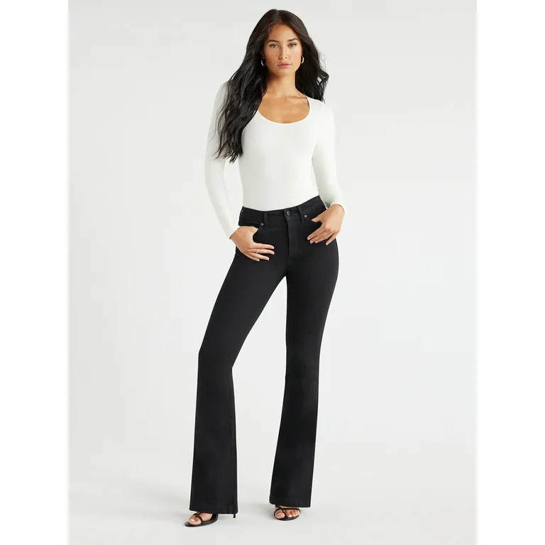 Sofia Jeans Women's Melissa Flare High Rise Black Jeans, 33" Inseam, Sizes 2-20 | Walmart (US)