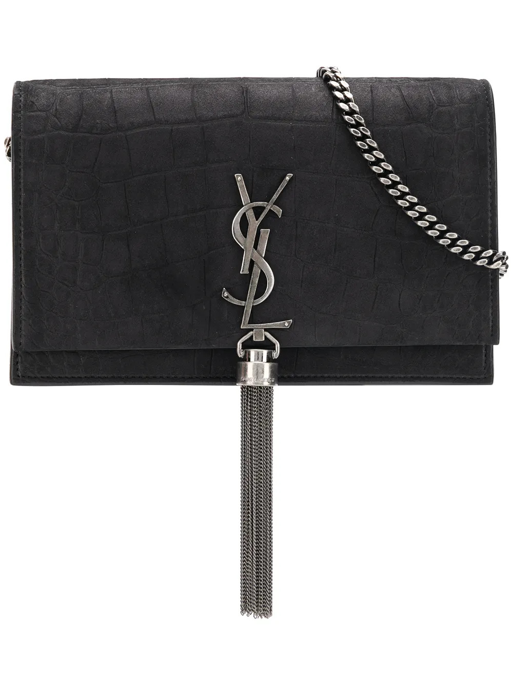 Saint Laurent front logo crossbody bag - Black | FarFetch Global
