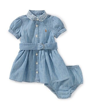 Ralph Lauren Baby Girls 3-24 Months Puffed-Sleeve Belted Chambray Shirtdress | Dillard's | Dillard's