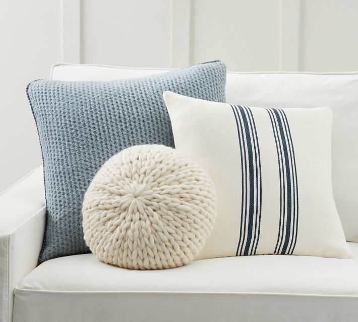Modern Stripe Blue Pillow Cover Set | Pottery Barn (US)