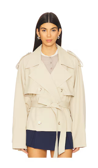 Eleanor Cropped Trench Coat in Khaki | Revolve Clothing (Global)