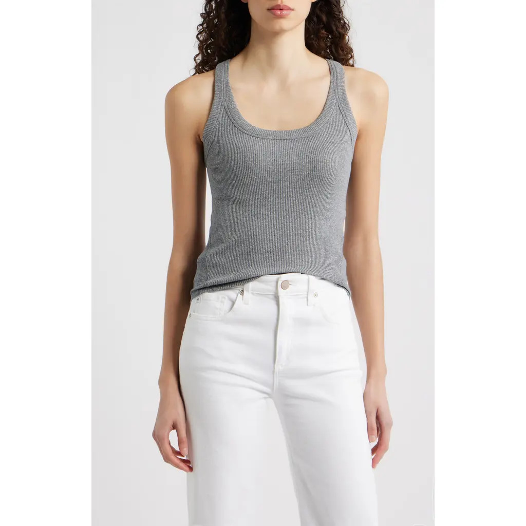 rag & bone The Essential Rib Tank in Heather Grey at Nordstrom, Size Small | Nordstrom