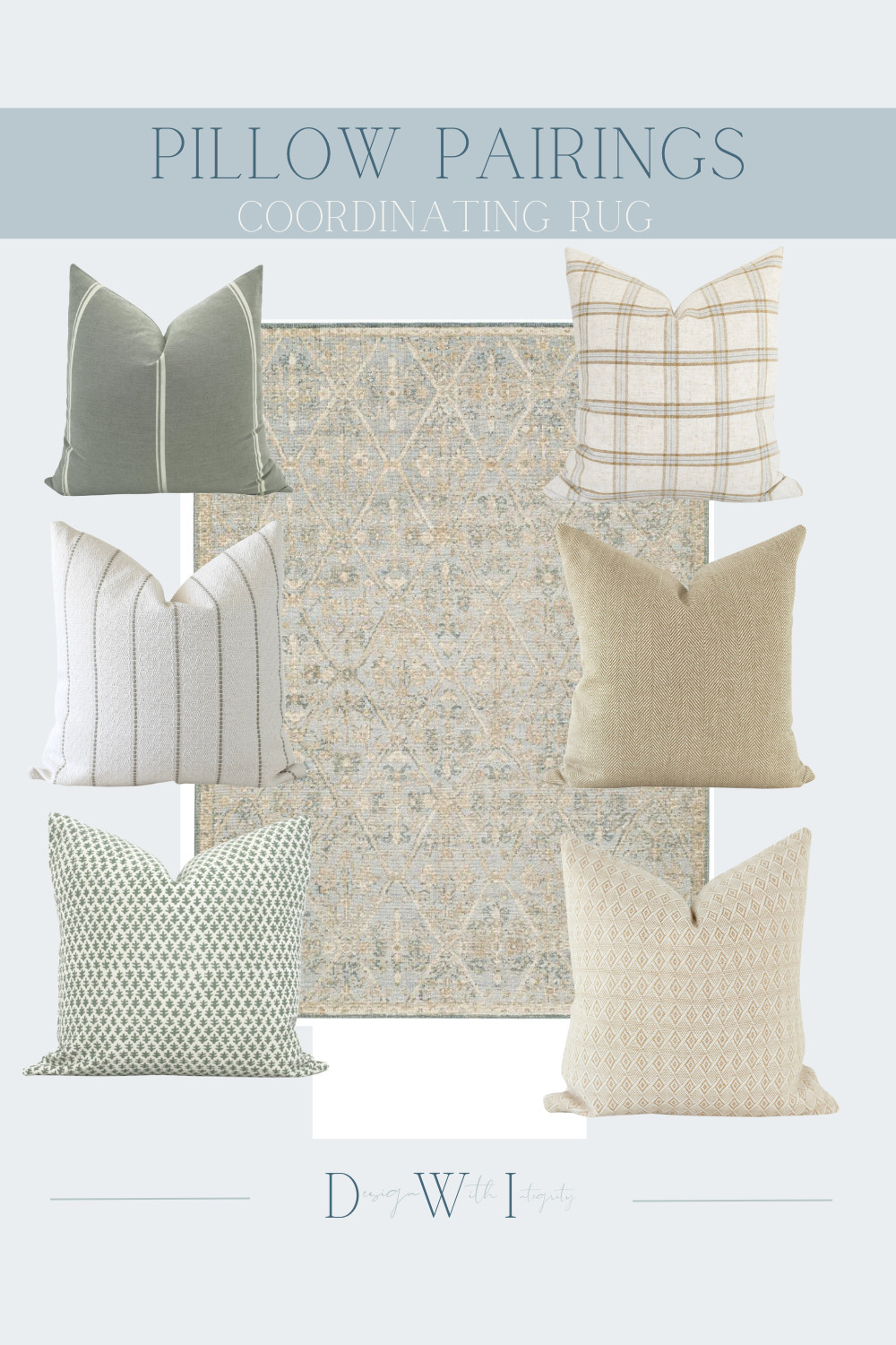 Soft blues, warm neutrals, and layered textures come together in this week’s Pillow Pairings. I started with a vintage inspired area rug featuring muted blue and sand tones, then paired it with accent pillows that add depth through subtle patterns, soft woven textures, and timeless color coordination.

This combination creates a collected and elevated look that feels calm, inviting, and easy to live with. Mixing solids with small scale prints and textured fabrics is one of my favorite ways to make a space feel professionally styled without overwhelming the room.

Whether you are refreshing a living room, bedroom, or reading nook, these curated pillow and rug combinations are designed to help take the guesswork out of styling. Shop the post on LTK for all the sources and save this pairing for your next home refresh.

Which pillow pairing would you use in your home? Share your favorite in the comments and send this to a friend who loves home decor inspiration.

LTK Keywords: neutral home decor, blue area rug, accent pillow styling, designer pillow combinations, living room styling, cozy home decor, traditional modern decor, layered textiles, home styling inspiration, curated interiors

#InteriorDesign #HomeDecor #LTKHome 

 #LTKHome