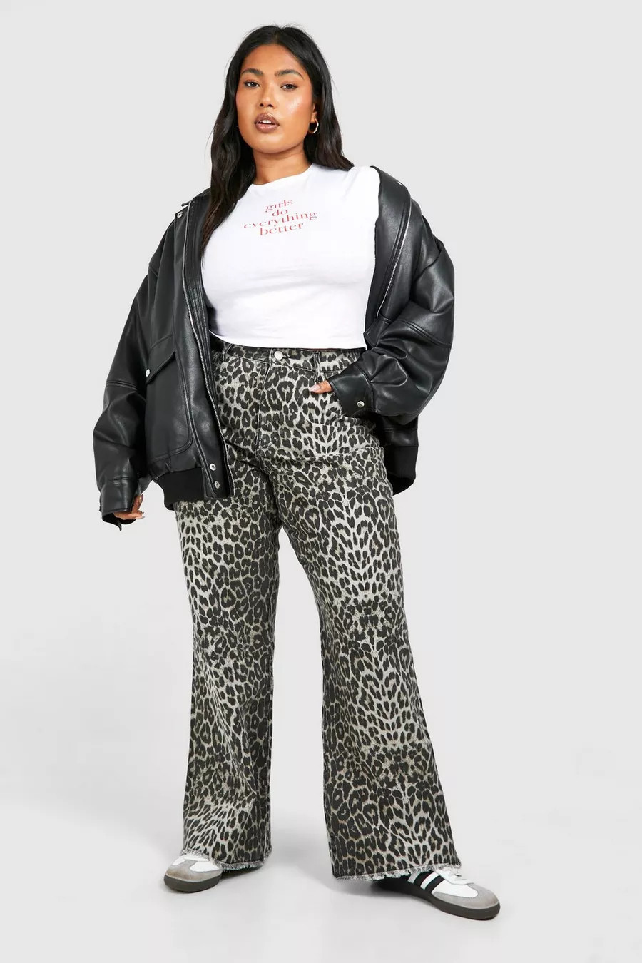Plus Luipaardprint Jeans Met Rechte Pijpen | Boohoo.com (NL)