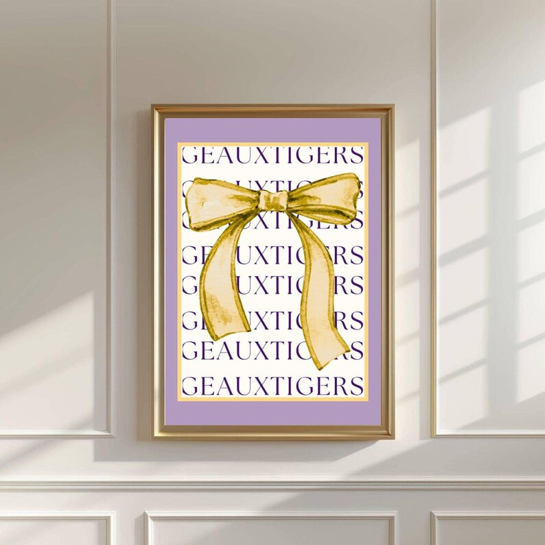 Louisiana Dorm Art Prints: Purple Gold Big Cat Decor (set of 6) (digital Download) - Etsy | Etsy (Global)