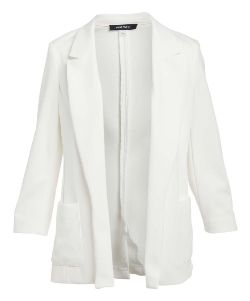 Nine West Women's Blazers WHITE - White Longline Blazer - Plus | Zulily