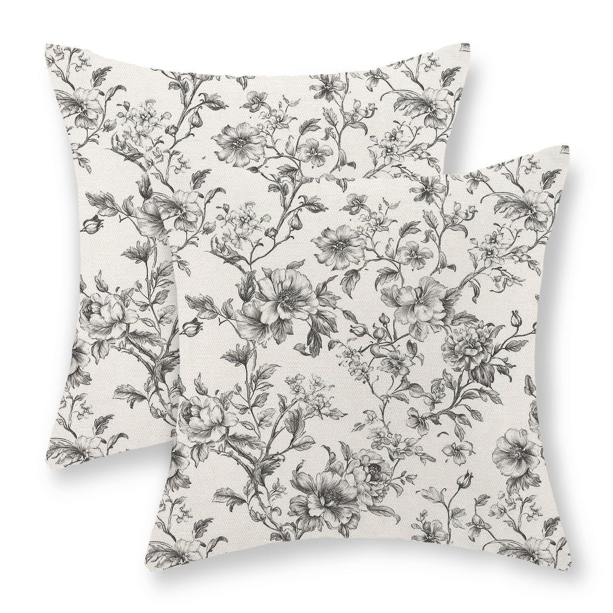 Black and Cream Pillow Covers 18x18 Set of 2 Vintage Floral Chinoiserie Throw Pillows | Target