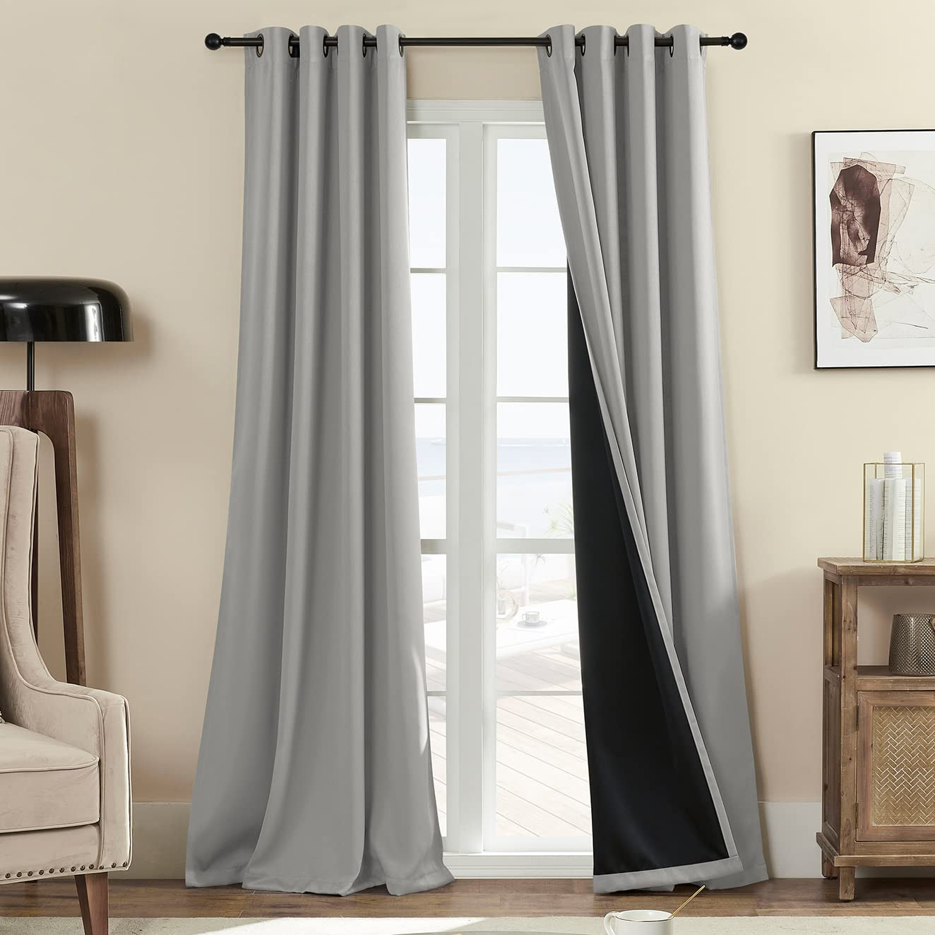 Rutterllow Total Blackout 330 GSM Curtains, Full Shade 84 Inches Long Complete Drapes for Living ... | Amazon (US)