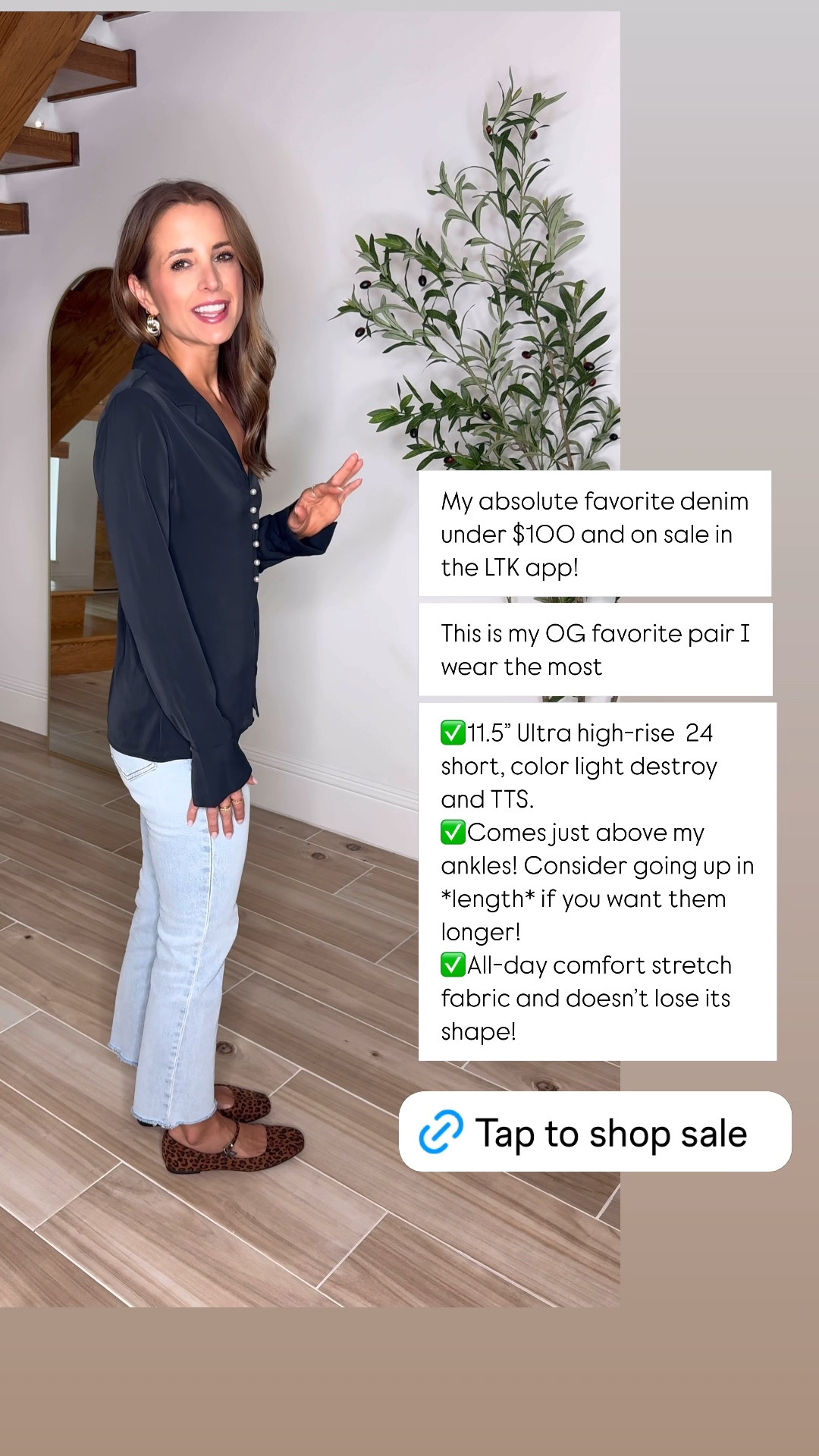 My favorite Abercrombie jeans on sale! Ankle straight jeans. Fall style. Fall outfits. Elevated casual. Wearing XXS in top. Fall outfit. Fall style. Elevated casual. Leopard ballet flats are TTS. 

*I am 5’3, 110, wearing 24 short. My favorite pair I wear the most! 11.5” Ultra high-rise ankle straight in 24 short, color light destroy. Comes just above my ankles! Consider going up in *length* if you want them longer! All-day comfort stretch fabric and doesn’t lose its shape! 

#LTKFallSale #LTKSeasonal #LTKFindsUnder100