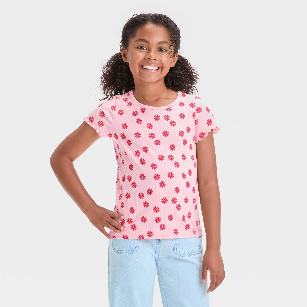 Girls' Short Sleeve Ribbed T-Shirt - Cat & Jack™ | Target