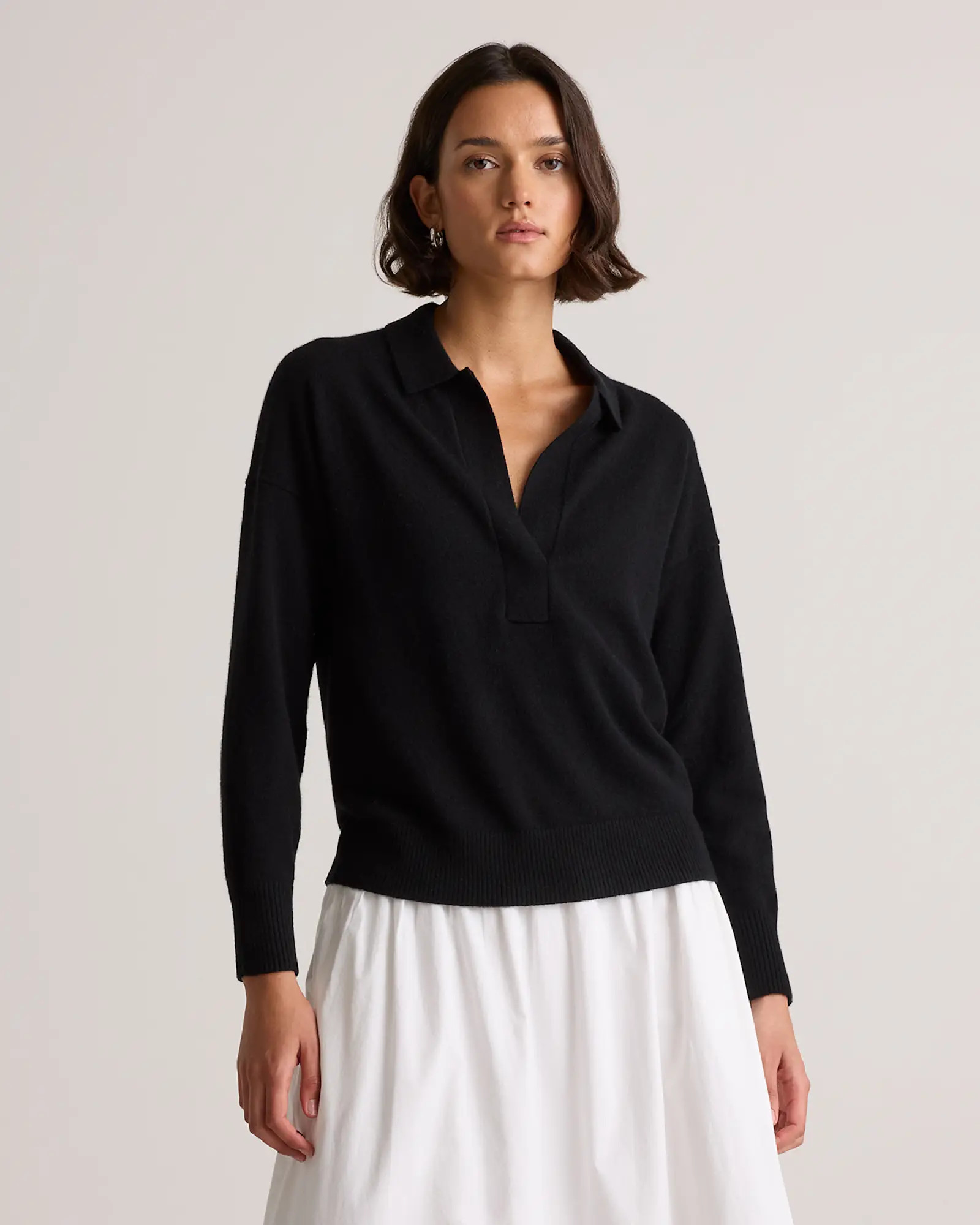 Women's Mongolian Cashmere Polo Sweater in Black | Quince