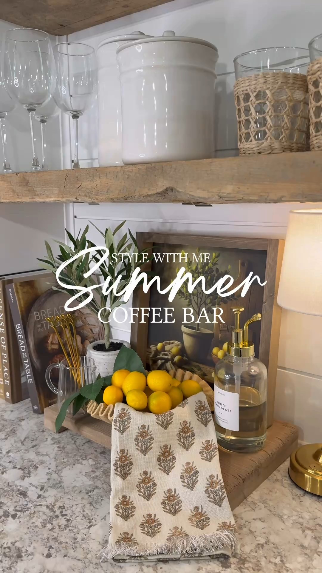 Savoring summer one sip at a time ☕🍋✨ Follow @farmtotablecreations on Instagram for more inspiration.

This cozy coffee bar is giving all the warm-weather charm—from fresh citrus touches to glassware ready for iced everything. My original still life artwork adds a personal touch, framed beautifully by my sweet friend Brittany. Don’t forget to use code FARMOTABLE for 15% off! Size 12x12 shown with Briarsmoke stain.

Wood riser is also 27% off with free shipping when you use code KELLY27  

Summer Coffee Bar | Lemon Coffee Bar | McGee & Co. | lemon decor | faux stems | home decor finds | neutral decor | Summer decorations | cozy home | affordable decor | home decor | home inspiration | summer refresh | summer vignette | summer decor | summer decorations | summer centerpiece | lemon centerpiece | lemon tray | summer tray | coffee station | coffee corner 

#LTKFindsUnder50 #LTKHome #LTKSaleAlert