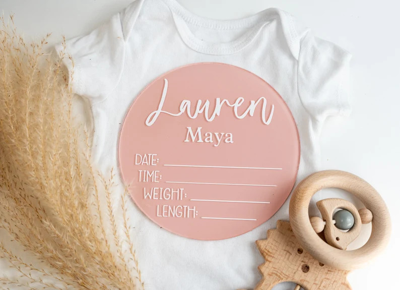 Birth Announcement Sign | Acrylic Birth Stats Sign | Acrylic Baby Name Sign | Name Reveal Sign | ... | Etsy (US)
