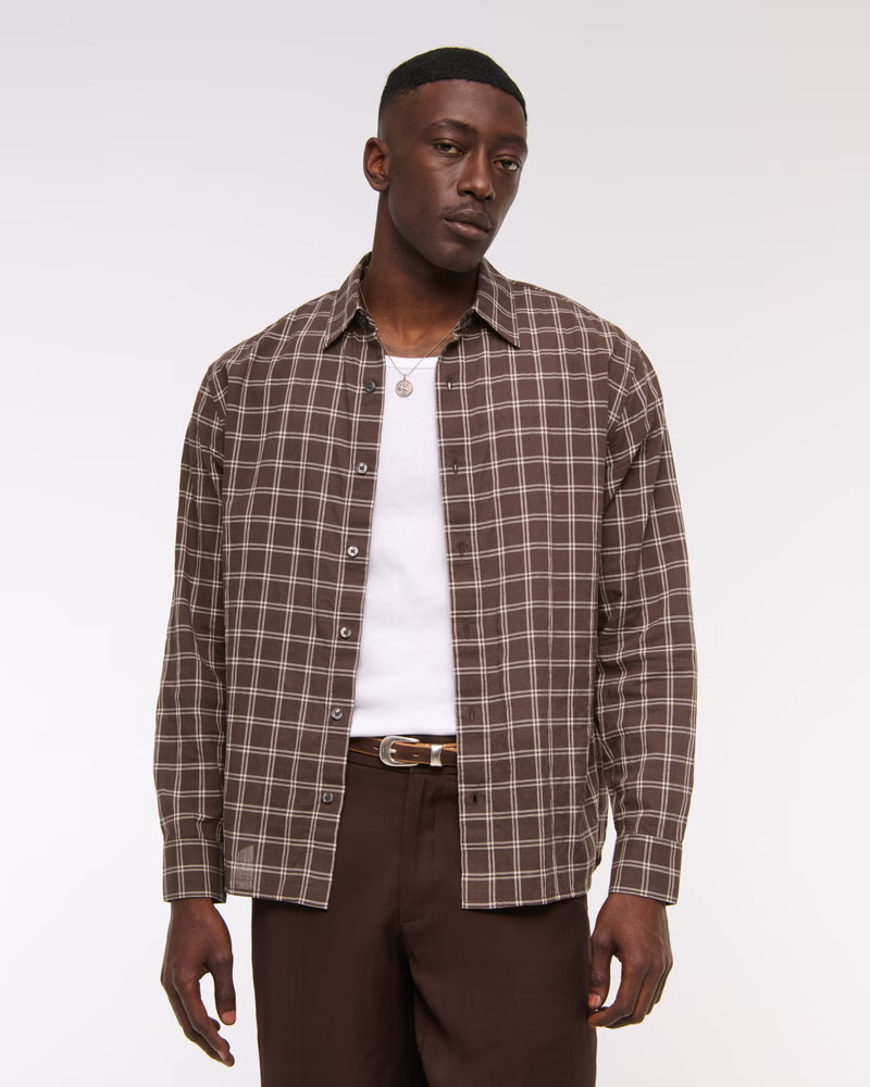 Lightweight Crinkle Button-Up Shirt | Abercrombie & Fitch (US)