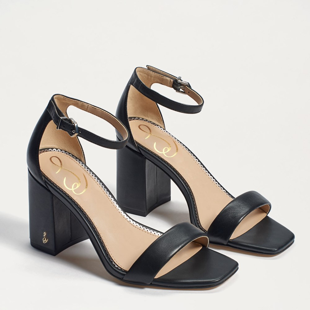Sam Edelman Daniella Block Heel Sandal Black Leather 9.5 | Sam Edelman CA
