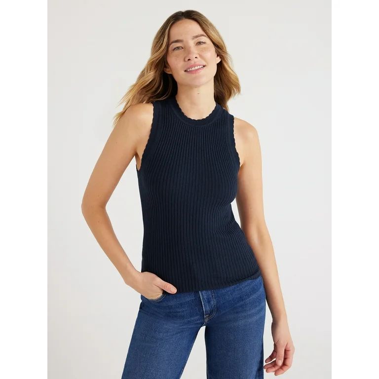 Free Assembly Women’s Scallop Trim Sleeveless Sweater, Sizes XS-XXL | Walmart (US)