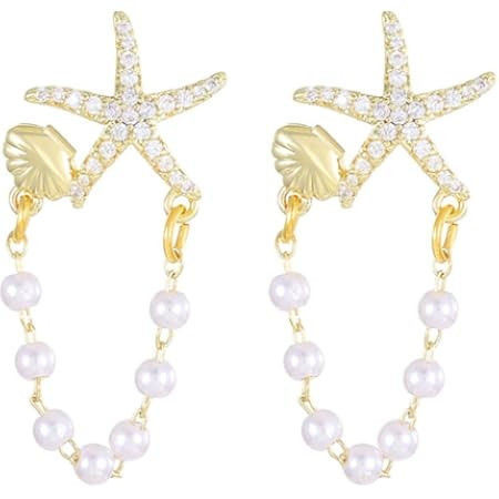 Starfish Earrings for Women Gold Sea Shell Earrings Summer Beach Vacation Outfits for Women Trend... | Amazon (US)