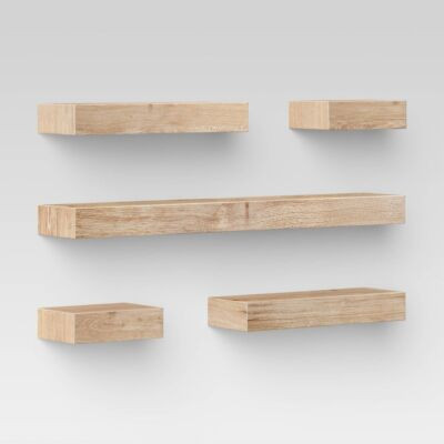 Threshold Modern 5 Shelves Wall Mounted Shelf Modular 5PC Storage Natural | eBay US