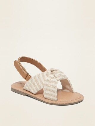 Textured-Stripe Twisted Bow-Tie Sandals for Toddler Girls | Old Navy (US)