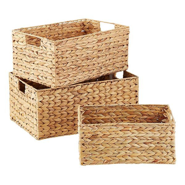 Natural Water Hyacinth Bins Set of 3 | The Container Store