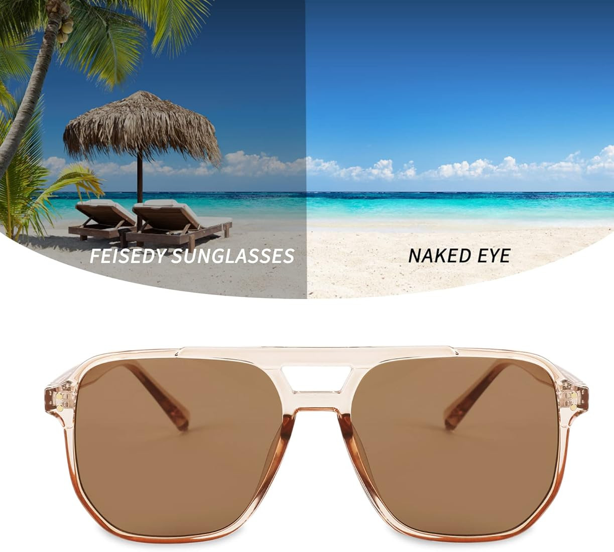 FEISEDY Retro Square Aviator Sunglasses Women Men 70s Vintage Trendy Plastic Frame Sun Glasses B2... | Amazon (US)