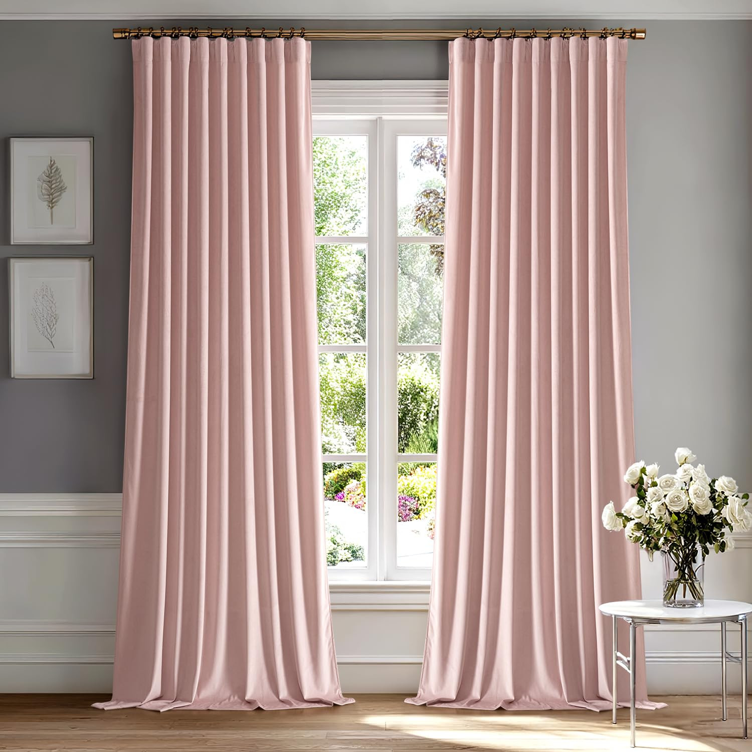 MIULEE Baby Pink Velvet Curtains 108 inches 2 Panels - Luxury Room Darkening Window Drapes for Be... | Amazon (US)