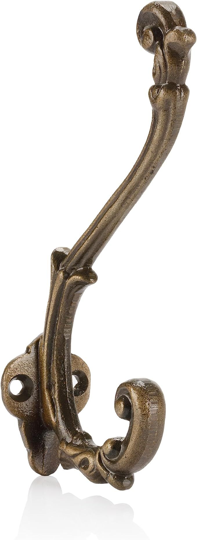 Vintage Cast Iron Wall Hooks (Antique Brass Finish, Set of 4) - Rustic, Farmhouse, French Country... | Amazon (US)