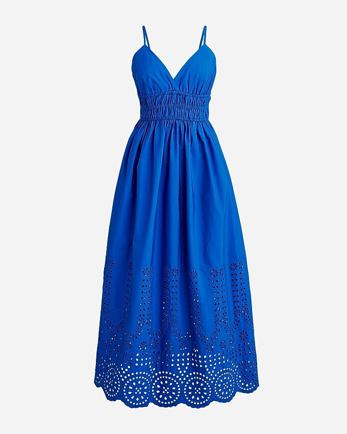 V-neck smocked-waist dress in cotton poplin | J. Crew US