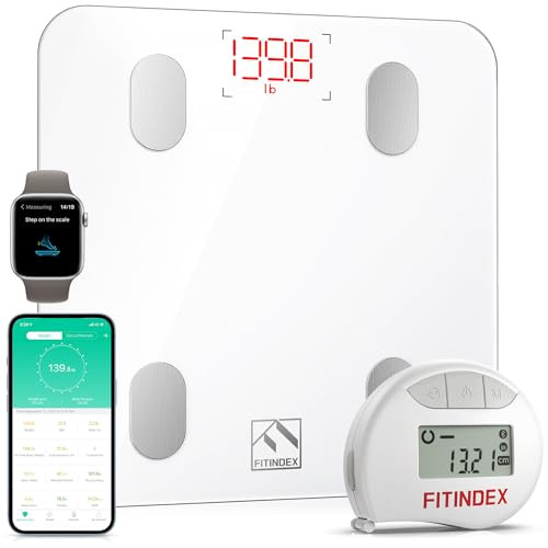 FITINDEX Smart Scale and Tape Measure, Digital Bathroom Scale & Body Tape Measure Sync with APP, Bluetooth Weighing Machine, Body Composition Analyzer, for Health Care | Amazon (US)