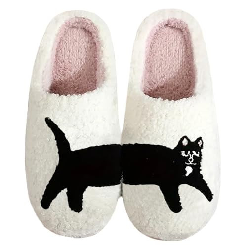 ULEL Women's Men's Cute Cat Slippers Fuzzy Memory Foam Kawaii Cartoon Animal Slippers Winter Warm Fluffy Shoes Small Cat-43-44 | Amazon (US)