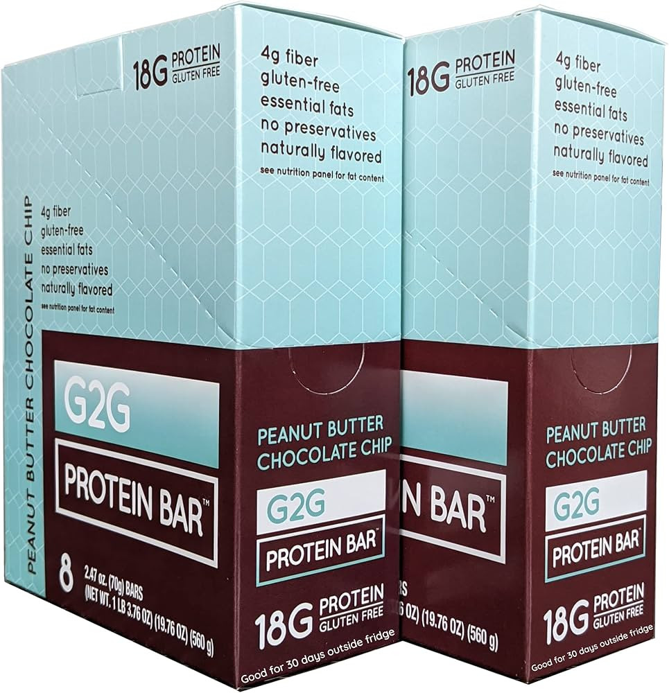 G2G Protein Bar, Peanut Butter Chocolate Chip, Real Food, Refrigerated for Freshness. 16 Count (2... | Amazon (US)
