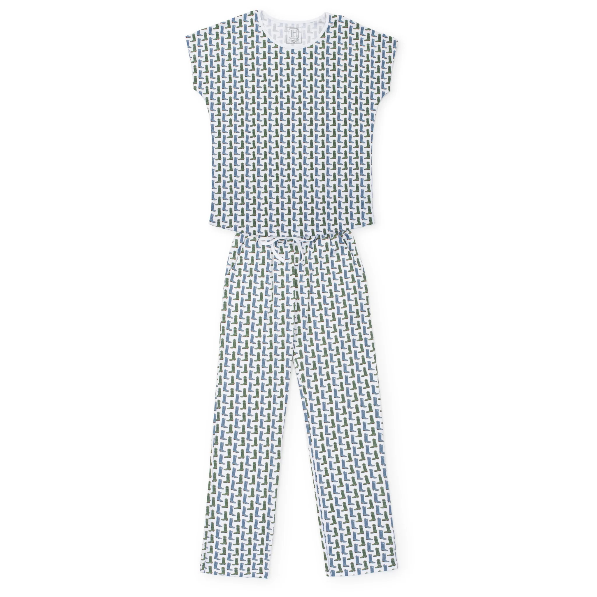 Marcia Women's Pajama Pant Set - Cowboy Boots (blue) | Lila and Hayes