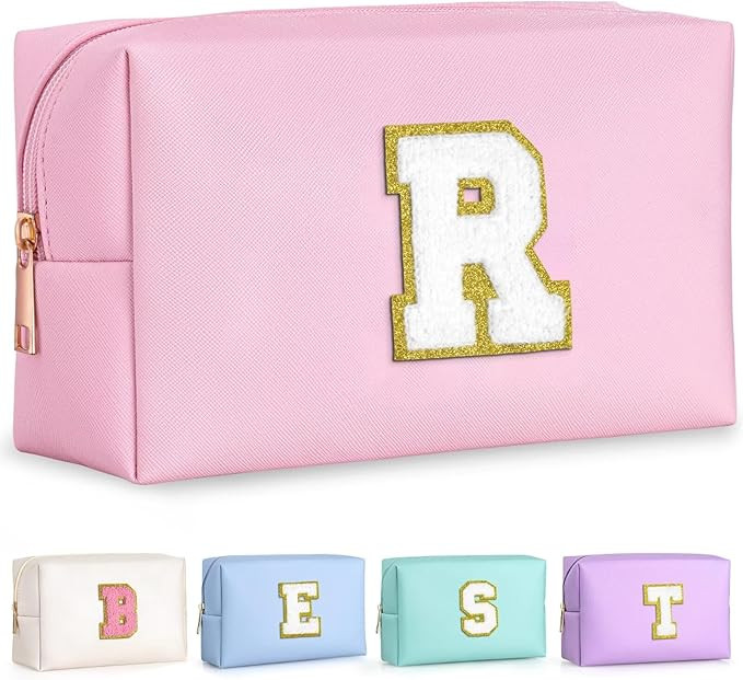 TOPEAST Cosmetic Travel Bags for Women, Preppy Small Makeup Bag, PU Leather Waterproof Toiletry B... | Amazon (US)