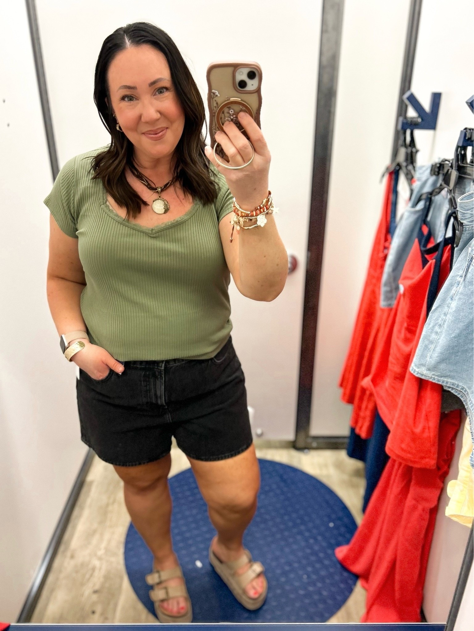 50% off everything at Old Navy! 
XL tee. Ended up taking this one home with me.  Size 16 denim shorts. I already have a similar pair, otherwise I would buy these too!

#LTKSaleAlert #LTKOver40 #LTKMidsize
