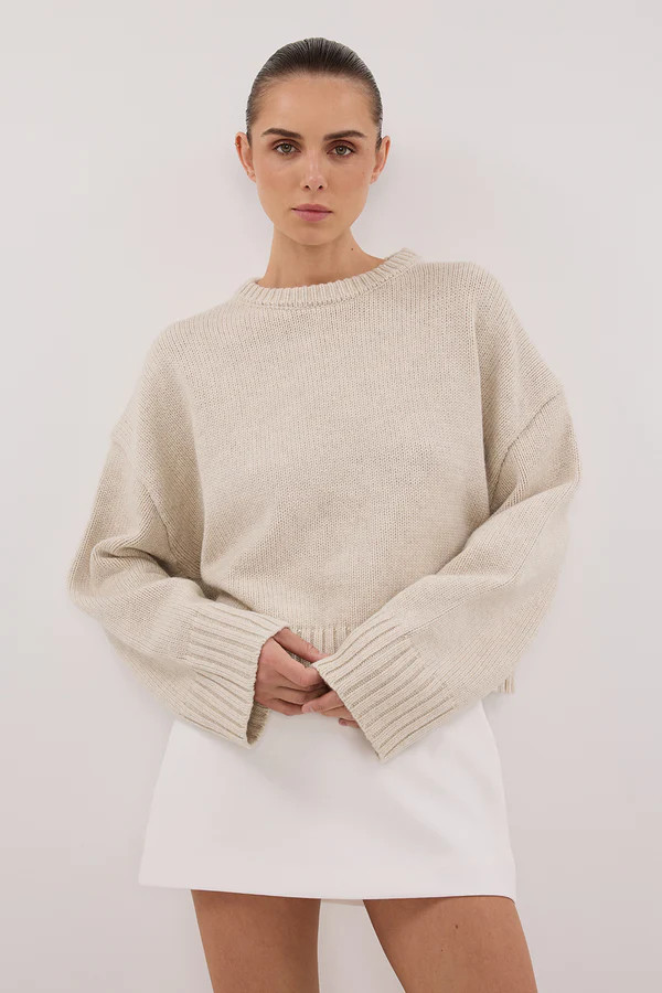 AMY CHALK CREW NECK KNIT JUMPER | DISSH