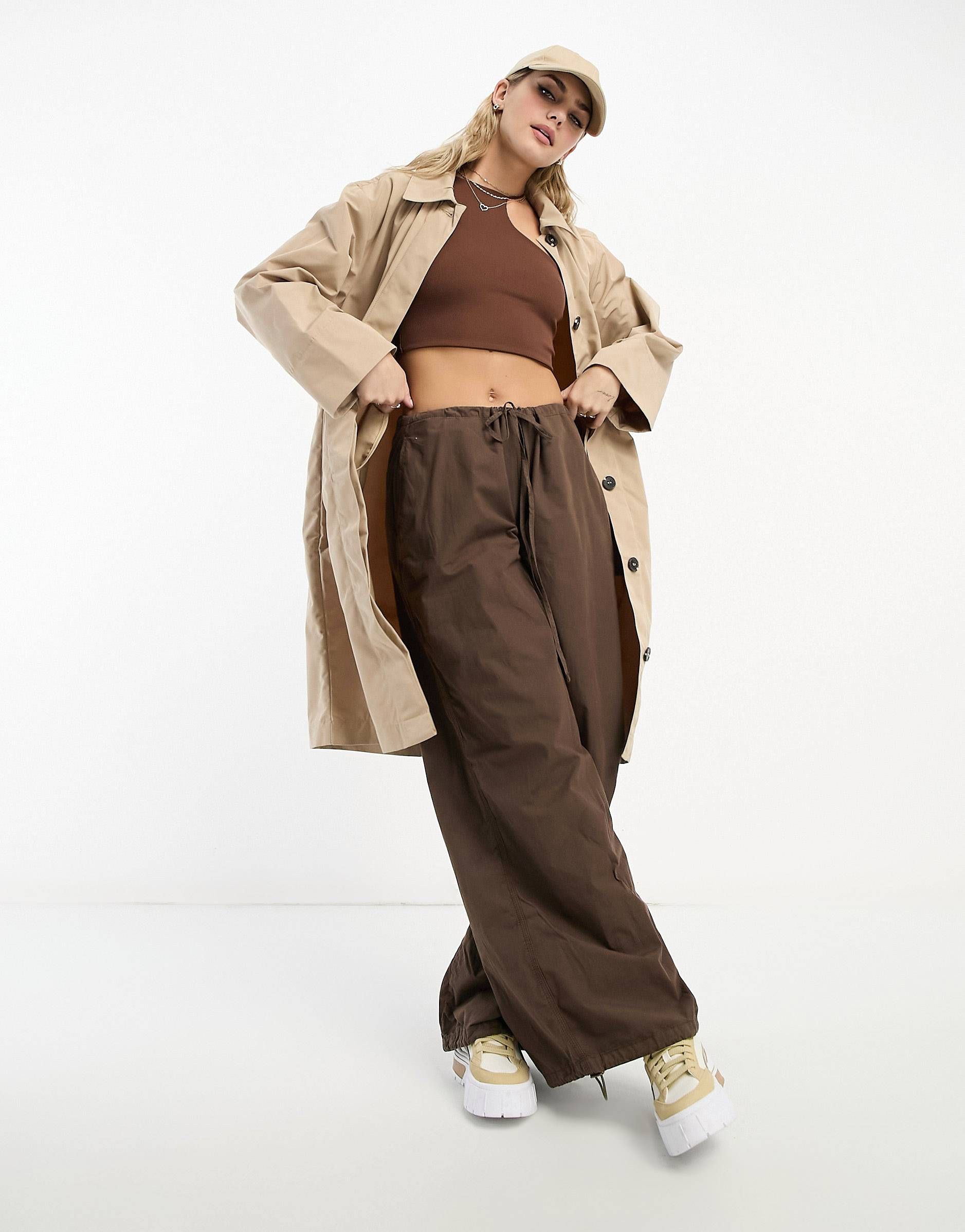 Monki oversized lightweight trench coat in beige | ASOS (Global)