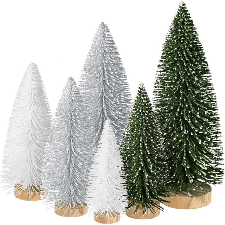 Ayieyill 6Pcs Artificial Mini Christmas Tree Sisal Snow Trees Bottle Brush Christmas Trees Pine T... | Walmart (US)