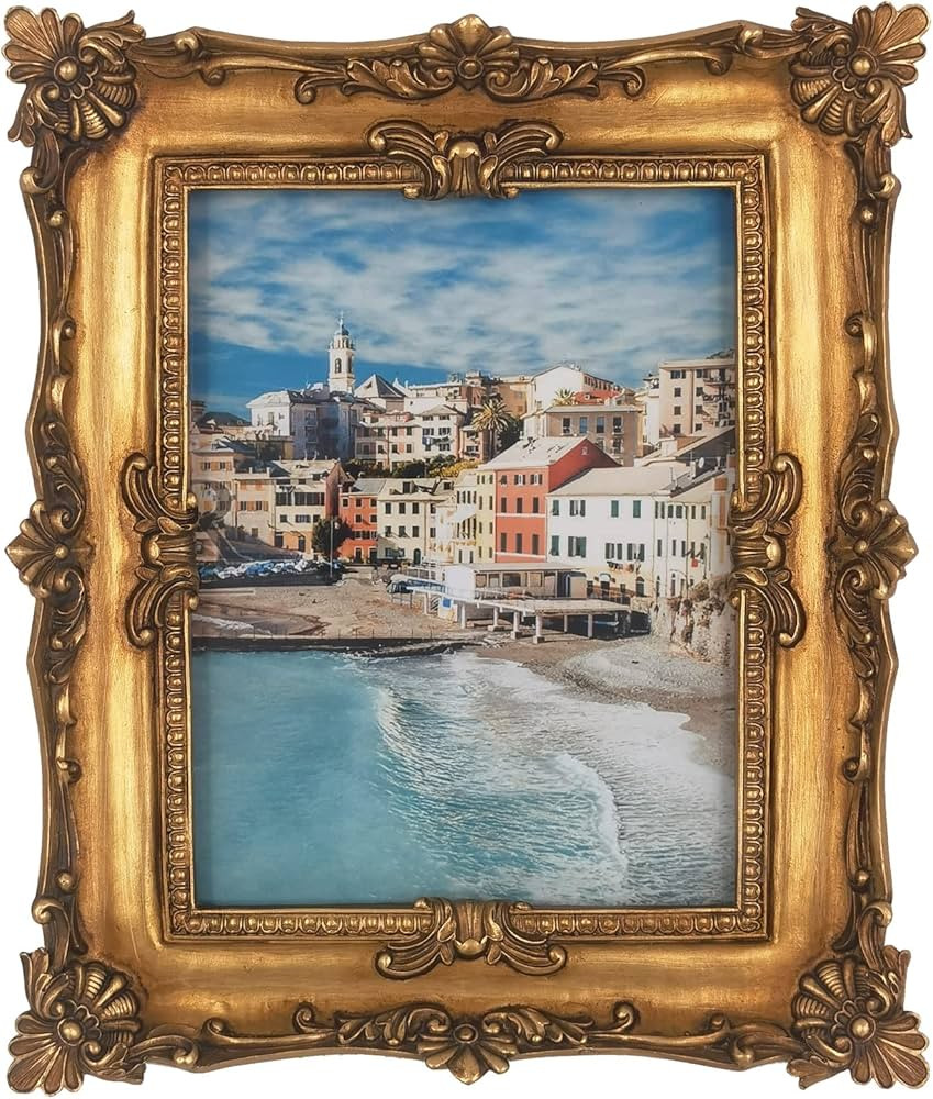 8×10 Vintage Picture Frame, Ornate Bronze Photo Frames with Mat Antique Gold Picture Frames with... | Amazon (US)