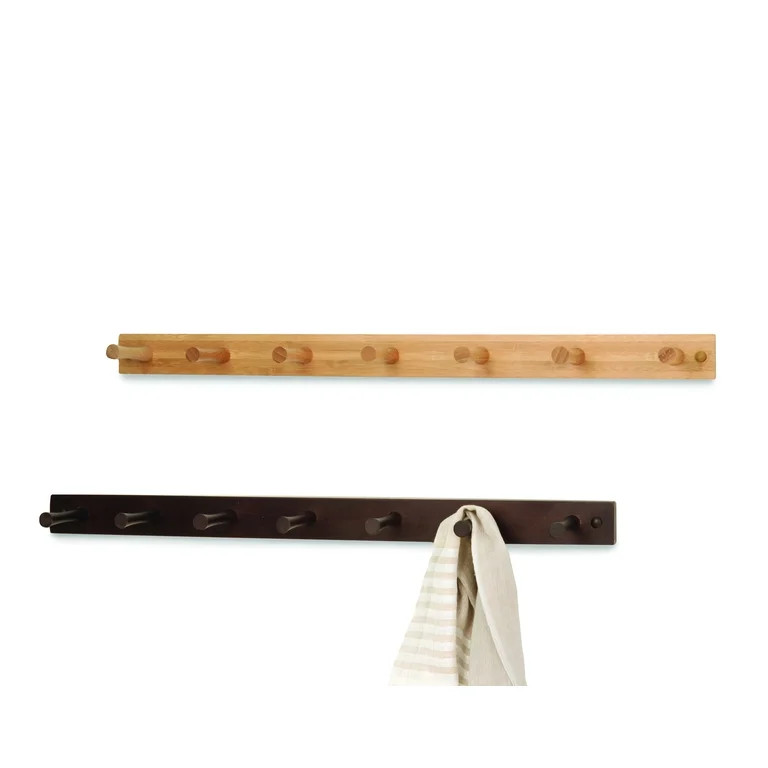 Spectrum Diversified Wall-Mounted 7 Peg Wood Hook Rack, Hat Organizer & Coat Hanger for Entryway ... | Walmart (US)