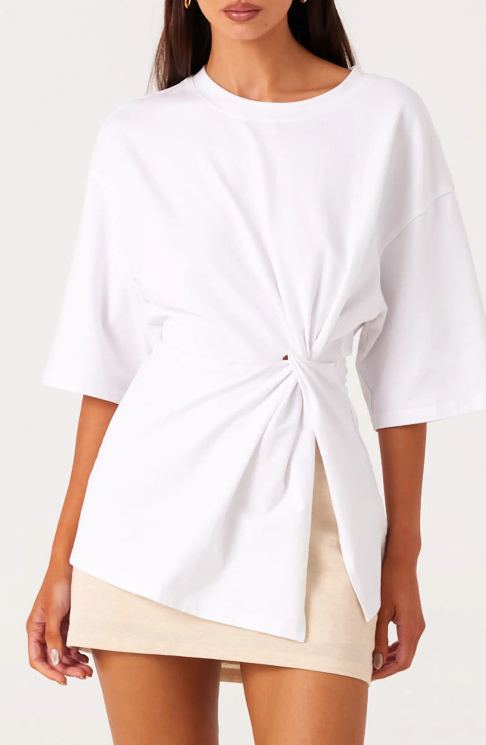 SNDYS Zaira Twisted Side Knot Stretch Cotton T-Shirt | Nordstrom | Nordstrom