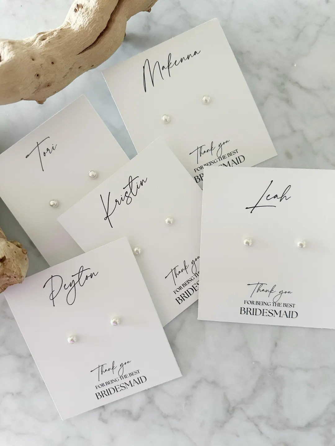 Bridesmaid Pearl Earrings Custom Bridesmaid Card Bridal Party Proposal Box Jewelry Dainty Earring... | Etsy (US)