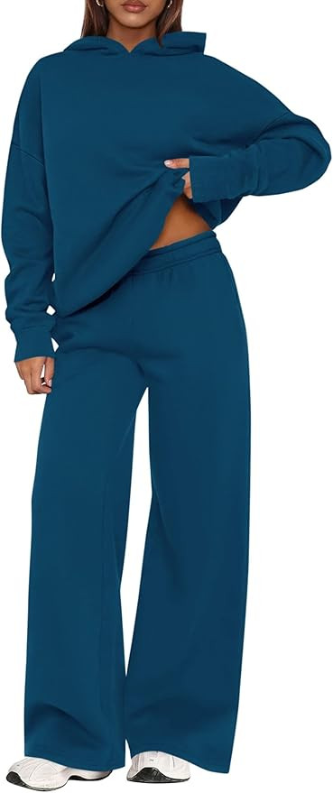 PRETTYGARDEN Womens Sweatsuits 2 Piece Set 2026 Casual Winter Long Sleeve Hoodie Loose Wide Leg S... | Amazon (US)