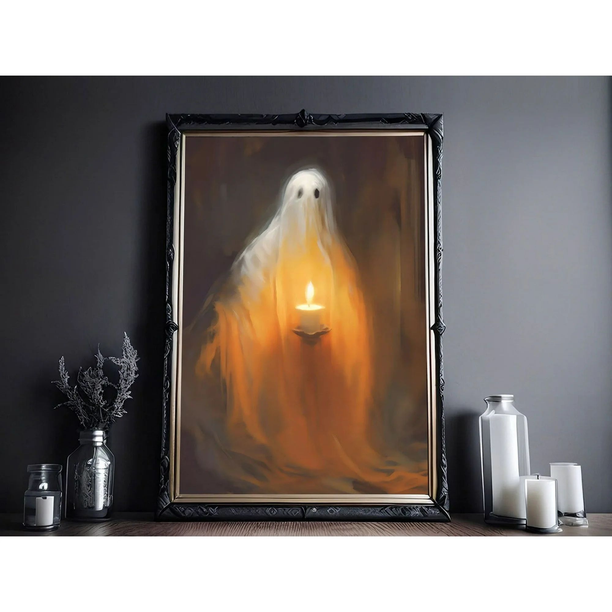 Ghost Holding A Candle, Gothic art Poster, Art Poster Print, Haunting Ghost, Halloween Decor, Spo... | Walmart (US)