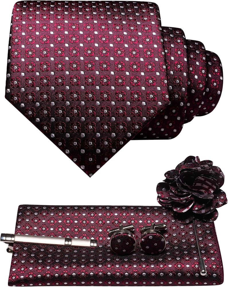 JEMYGINS Mens Tie and Lapel Pin Necktie Pocket Square Cufflinks and Tie Clip Sets for Business Ca... | Amazon (US)