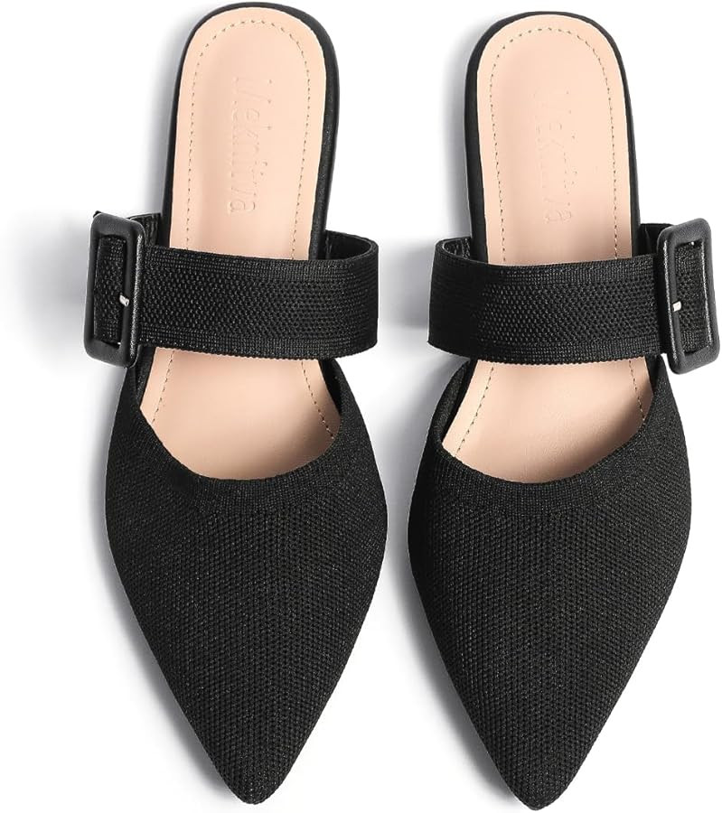 Pointed Toe Mules for Women Flats，Slip On Mules Backless，Wide Width Mules，Woven Mules for W... | Amazon (US)