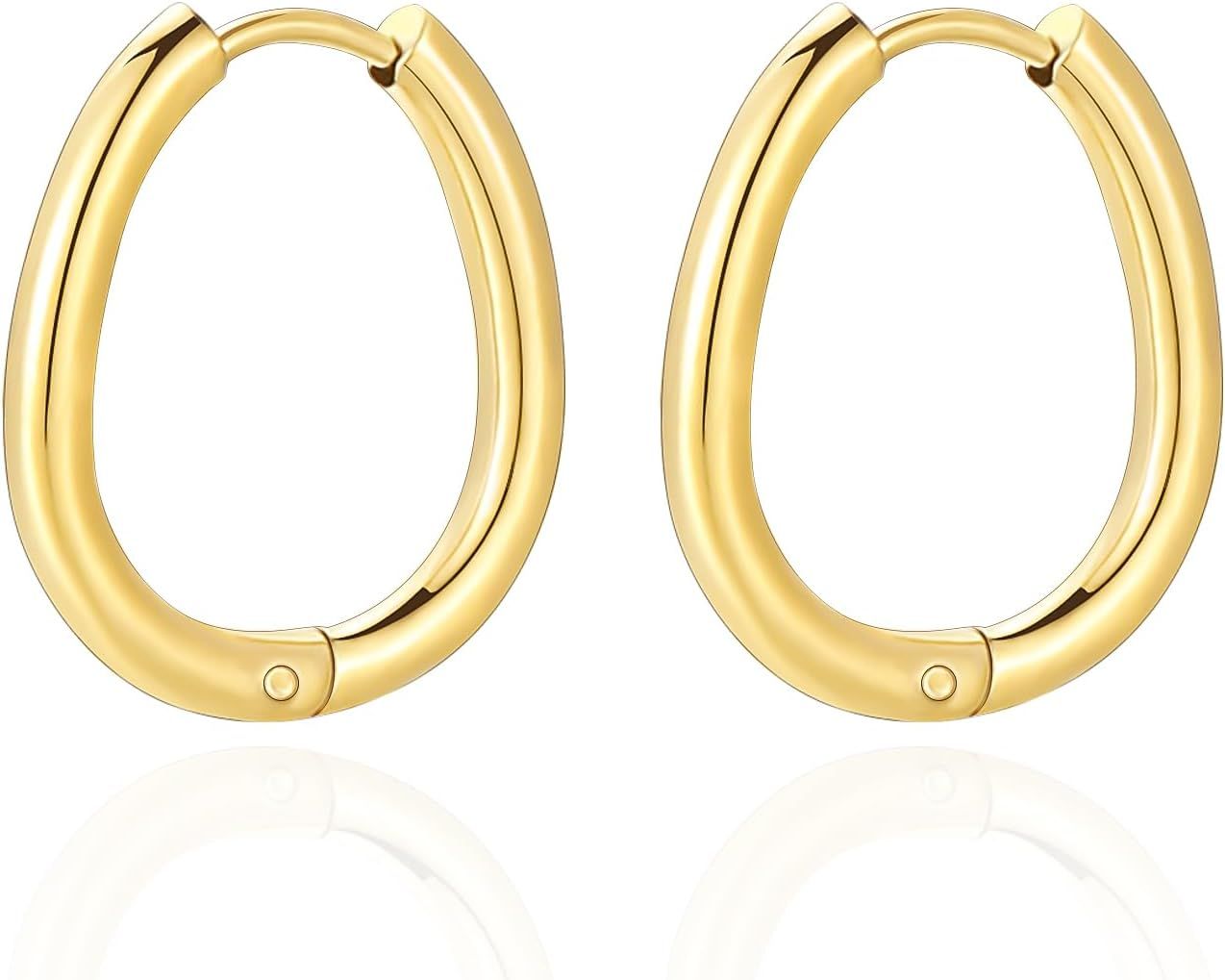 Follome Small Dainty Gold Hoop Earrings for Women, 18K Gold Plated Huggie Hoop Earrings Hypoaller... | Amazon (US)